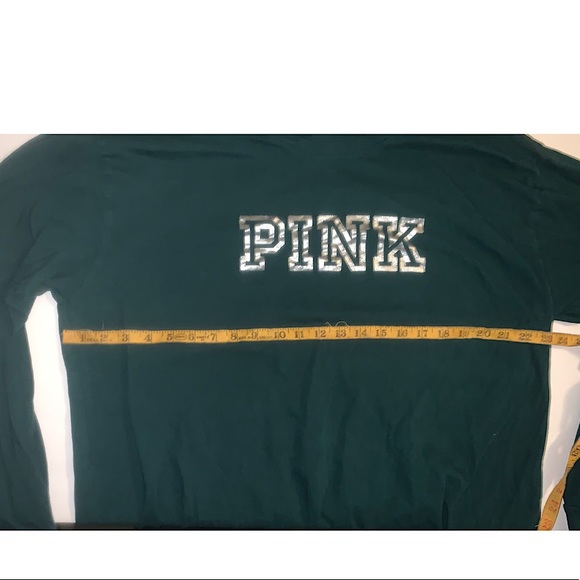 Victoria’s Secret pink graphic longsleeve shirt. Green color Silver lettering - Picture 2 of 4